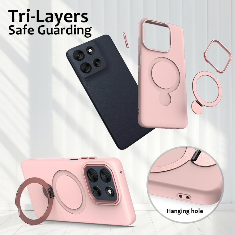  Motorola Edge 60 Pro Skal MagSafe Kickstand Hybrid Rosa