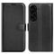  Samsung Galaxy S23 FE Fodral Litchi Textur Svart