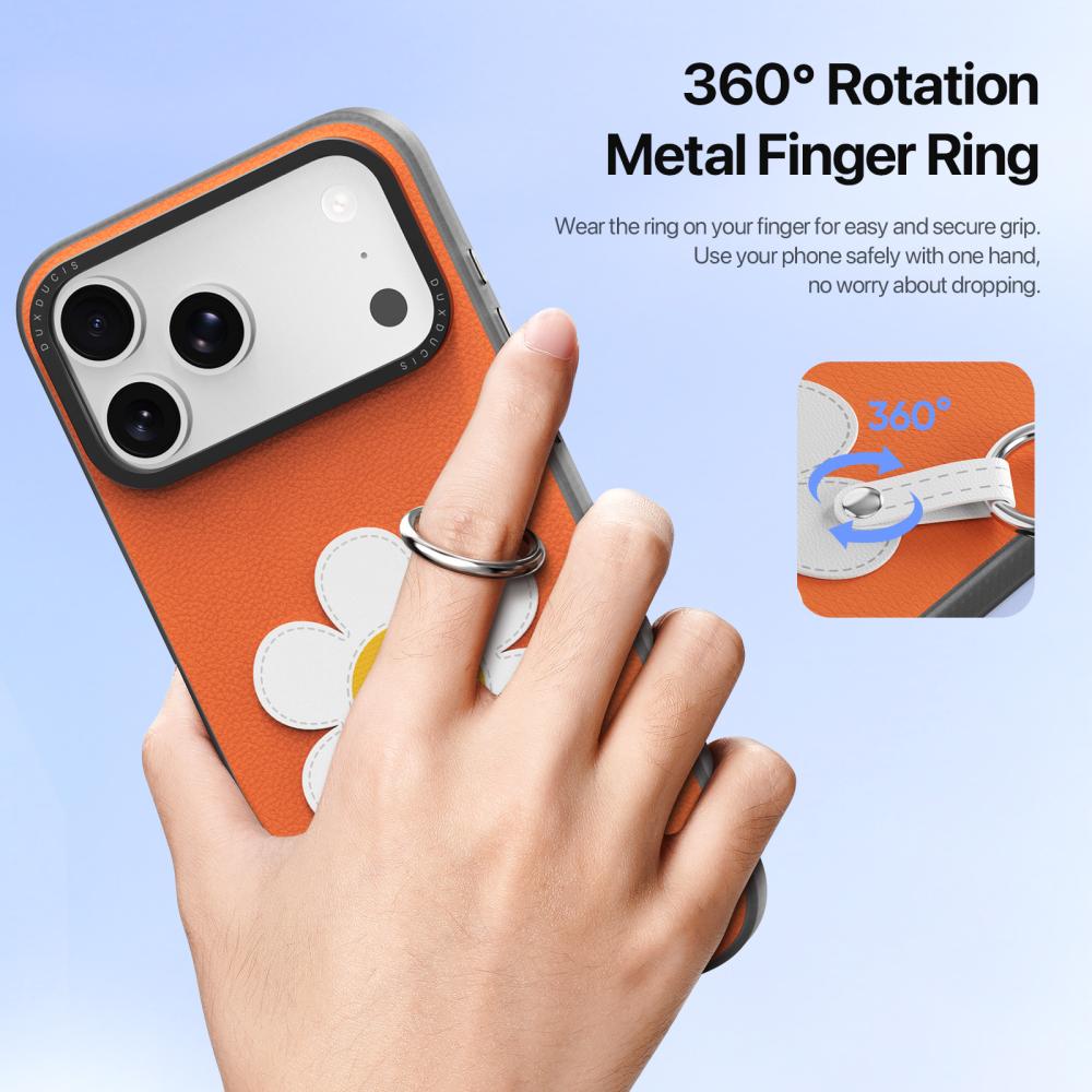 DUX DUCIS DUX DUCIS iPhone 18 Pro/17 Pro Skal PU-Läder Prästkrage Orange