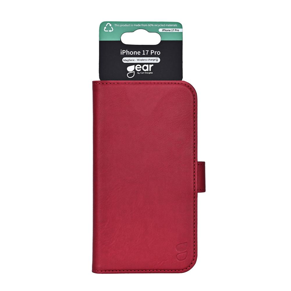 Gear Gear iPhone 17 Pro Fodral MagSafe Läder Deep Red