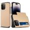  iPhone 14 Pro Skal Hybrid Med Kortfack Guld