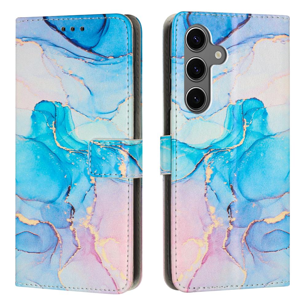  Samsung Galaxy A57 5G Fodral Läder Marmor Rosa / Blå