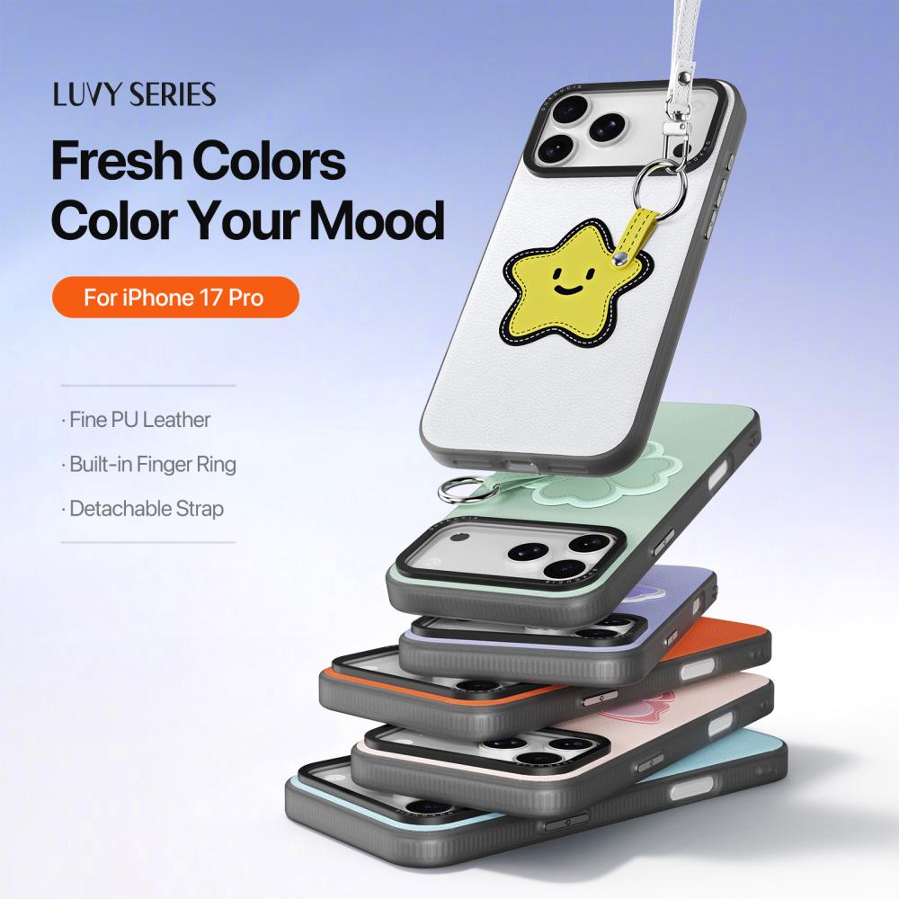 DUX DUCIS DUX DUCIS iPhone 18 Pro/17 Pro Skal PU-Läder Stjärna Vit