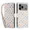  iPhone 17 Pro Fodral Rhombus Läder Blommor Vit