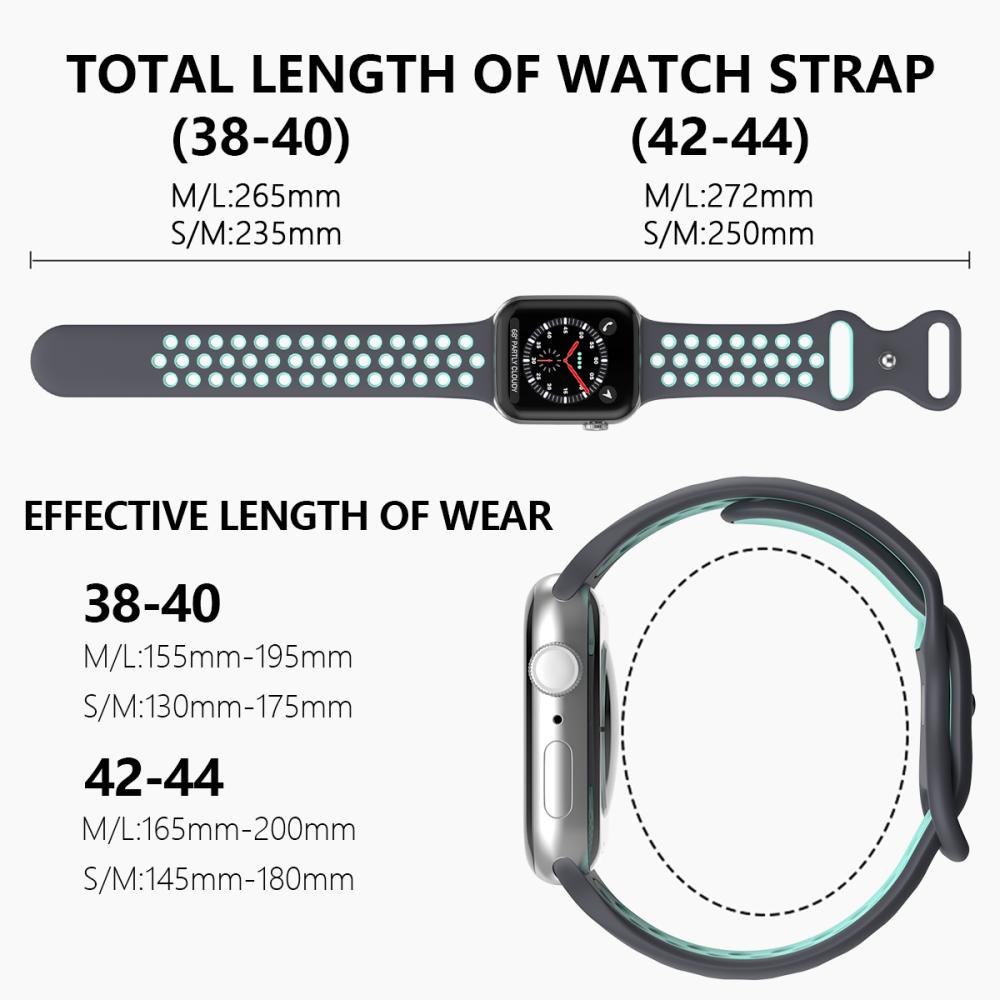 ColorPop Sportarmband Dual-Color Apple Watch 42/44/45/46/49 mm (S/M) Grå/Teal