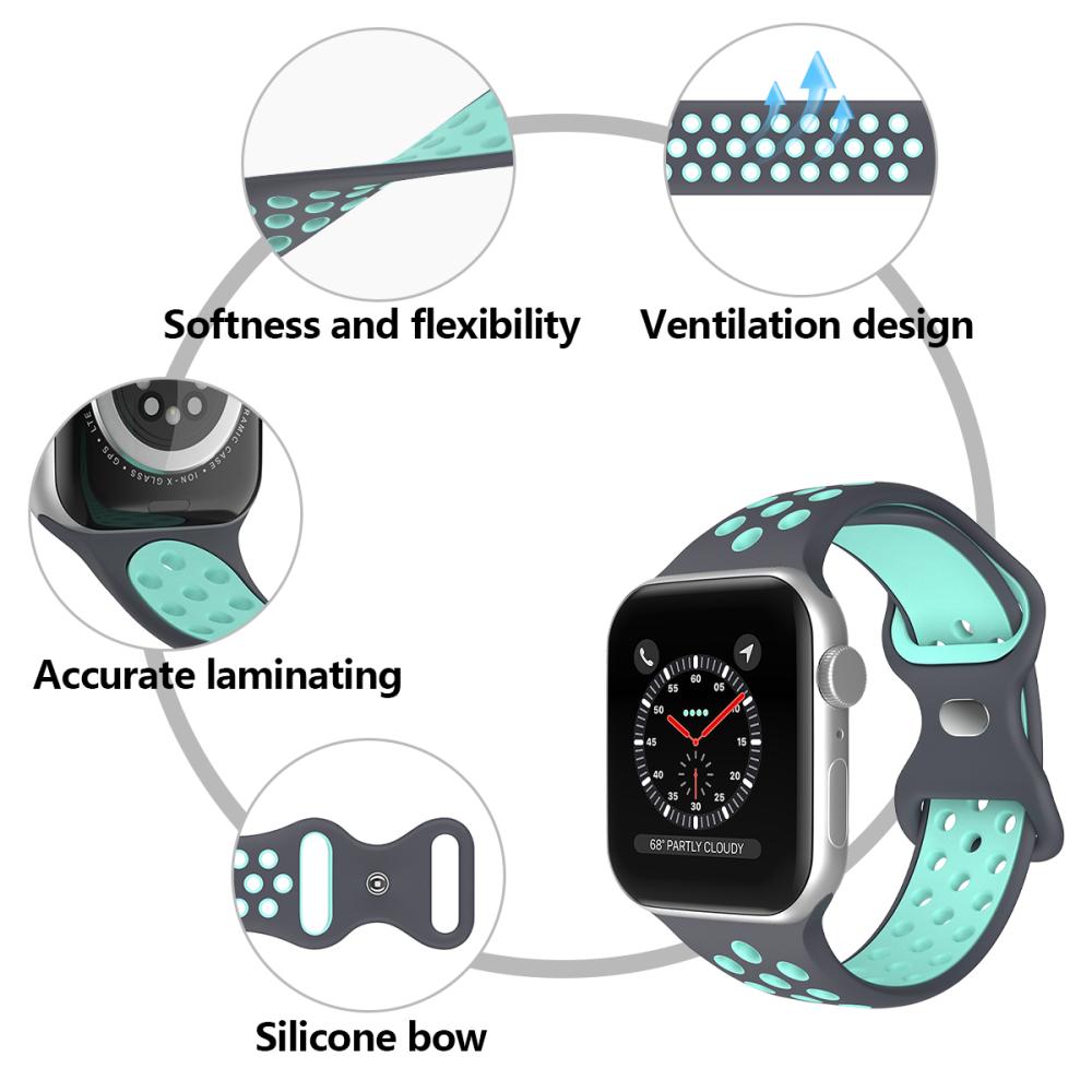 ColorPop Sportarmband Dual-Color Apple Watch 42/44/45/46/49 mm (S/M) Grå/Teal