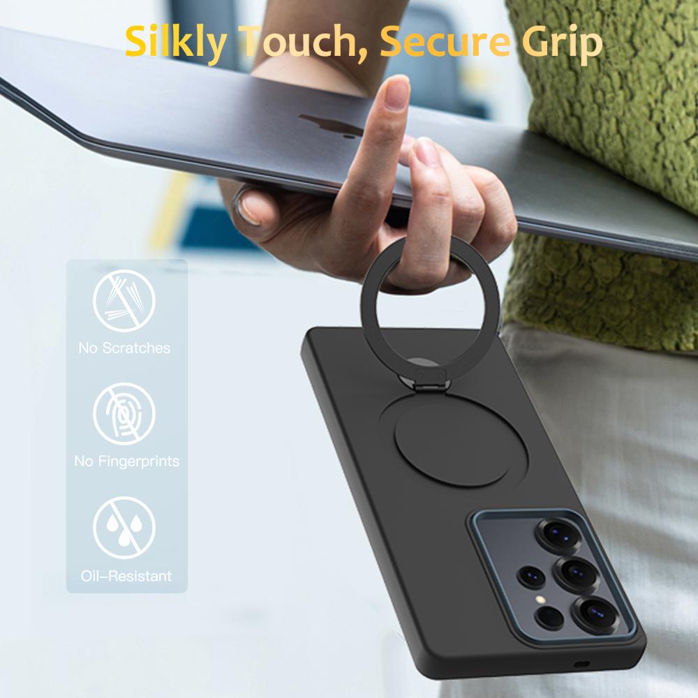  Samsung Galaxy S24 Ultra Skal MagSafe Kickstand Hybrid Svart