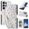  Samsung Galaxy S26 Ultra Fodral Rhombus Läder Blommor Vit