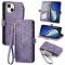  iPhone 15 Plus Fodral Geometri Med Snodd Lila