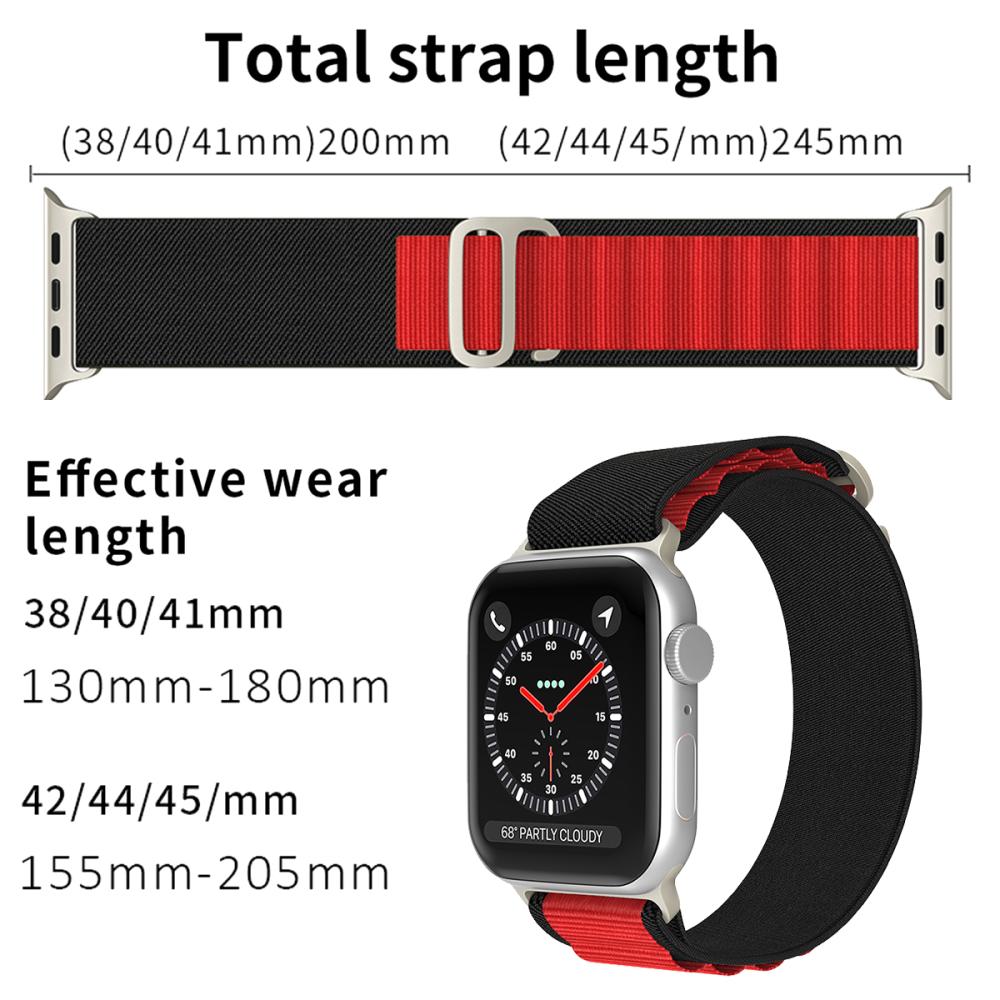 ColorPop Apple Watch 42/44/45/46/49 mm Armband Alpine Pro Loop Svart/Röd