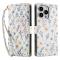  iPhone 16 Pro Max Fodral Rhombus Läder Blommor Vit