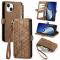 iPhone 15 Plus Fodral Geometri Med Snodd Brun