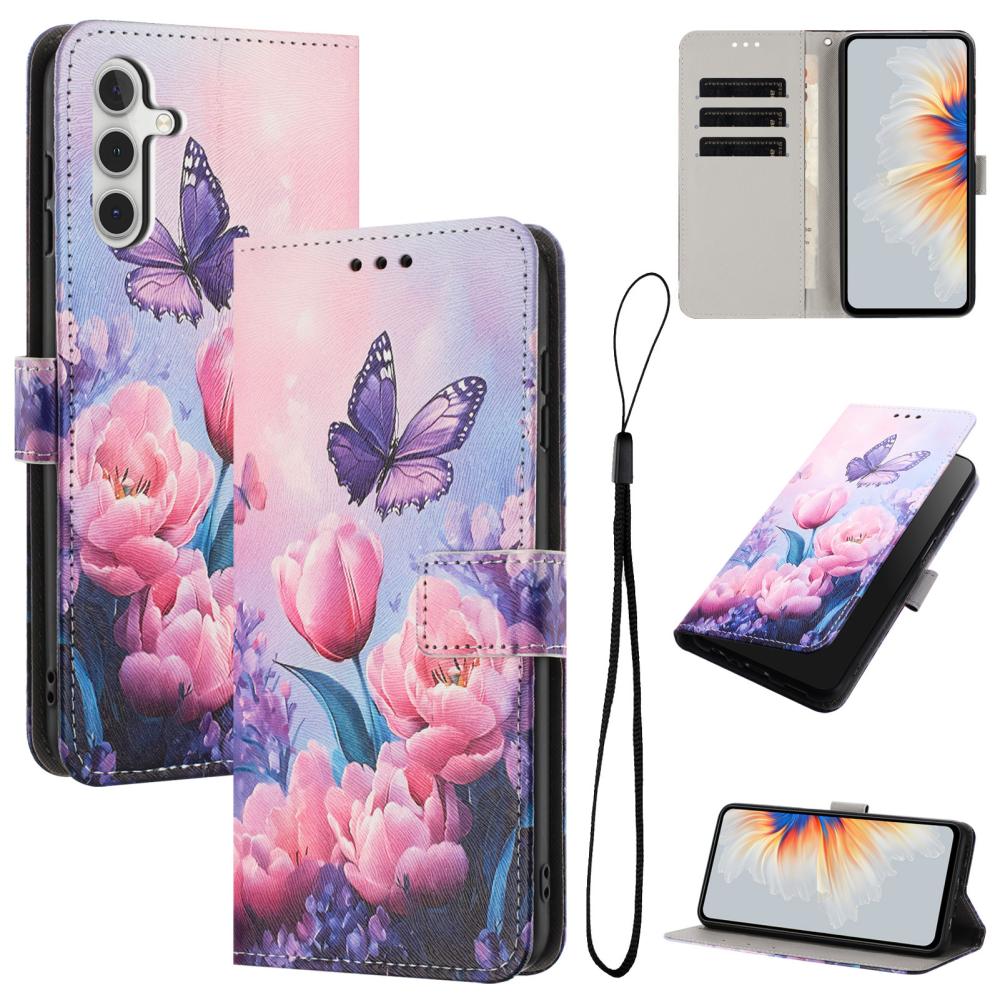  Samsung Galaxy A57 5G Fodral Med Tryck Rosa Blommor