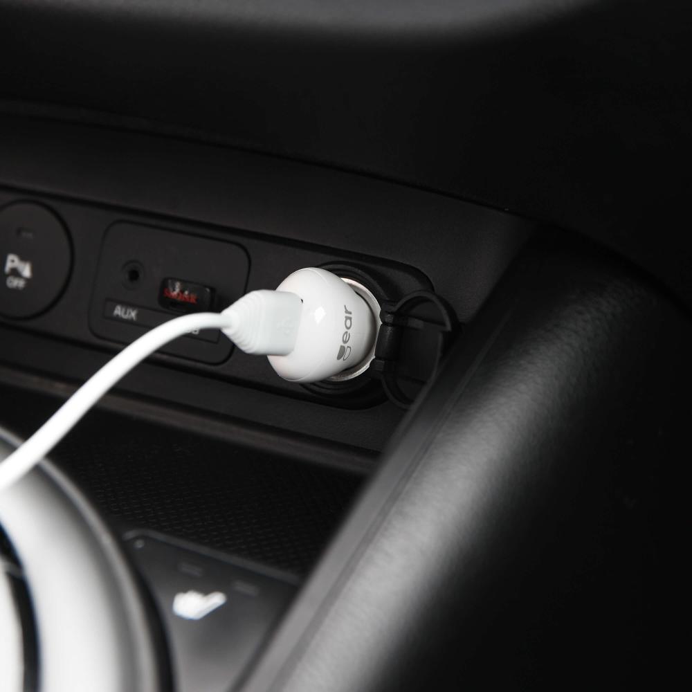 Gear GEAR Billaddare 1xUSB 1A MicroUSB Kabel 1m Vit