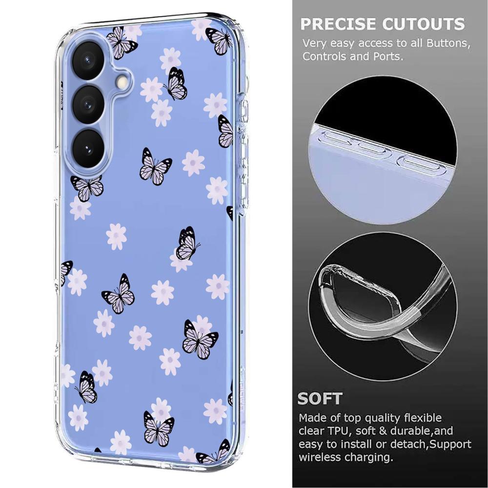  Samsung Galaxy S26 Plus Skal TPU Med Tryck Fjärilar / Blommor
