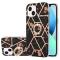  iPhone 15 Skal Marmor Ring Svart Blomma