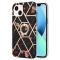  iPhone 15 Skal Marmor Ring Svart Blomma