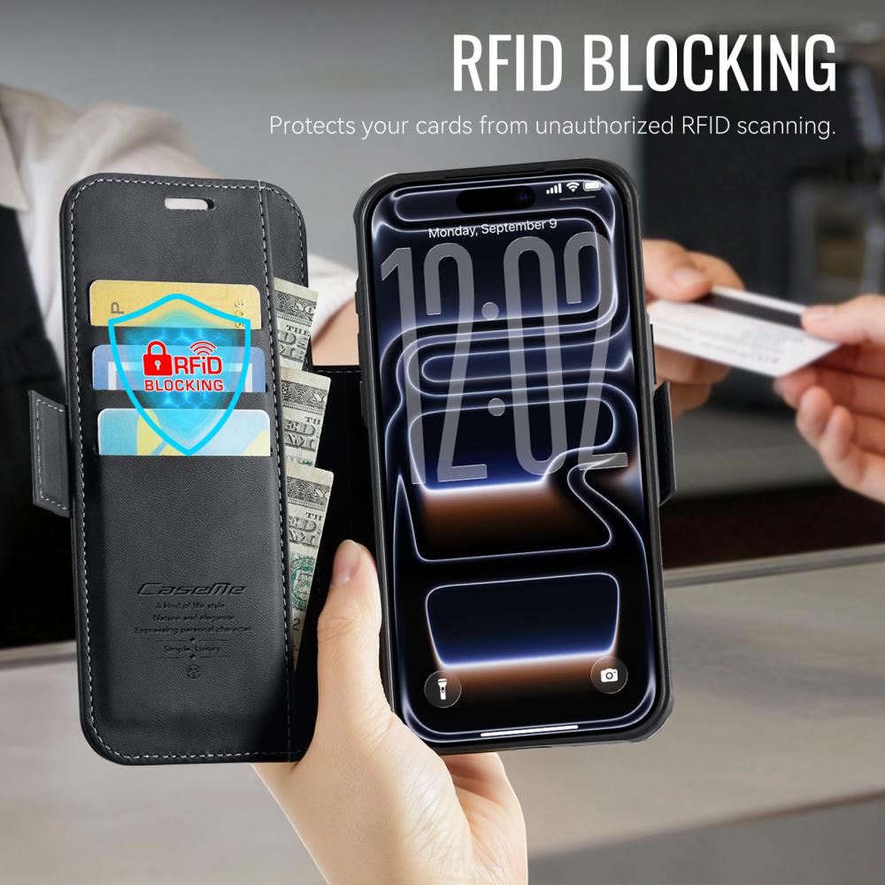 CASEME CASEME iPhone 17 Pro Skal RFID Plånbok Svart