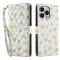  iPhone 16 Pro Max Fodral Rhombus Läder Blommor Vit