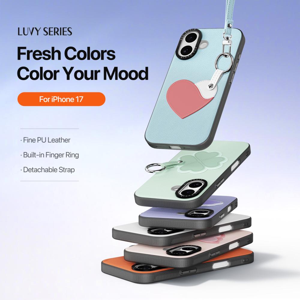 DUX DUCIS DUX DUCIS iPhone 17 Skal PU-Läder Hjärta Ljus Blå