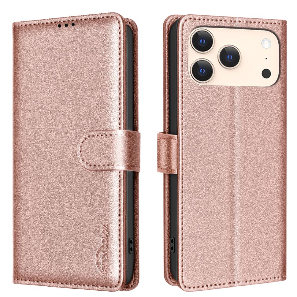 BINFEN BINFEN iPhone 17 Pro Max Fodral RFID Läder Roséguld