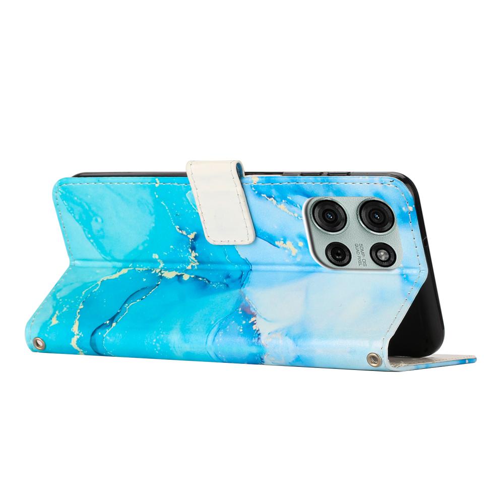  Motorola Moto G86 Power / G86 5G Fodral Läder Marmor Blå