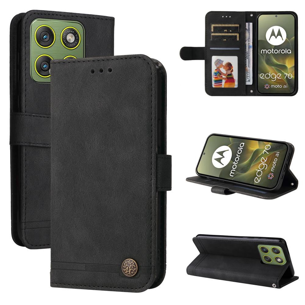  Motorola Edge 70 Fodral Skin Touch Läder Svart