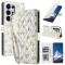  Samsung Galaxy S26 Ultra Fodral Rhombus Läder Blommor Vit
