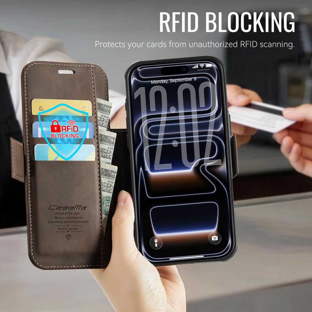 CASEME CASEME iPhone 17 Pro Skal RFID Plånbok Brun
