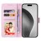  iPhone 16 Pro Max Fodral RFID Läder Rosa Blommor