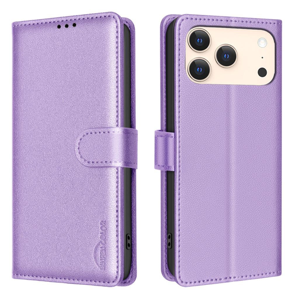 BINFEN BINFEN iPhone 17 Pro Max Fodral RFID Läder Lila