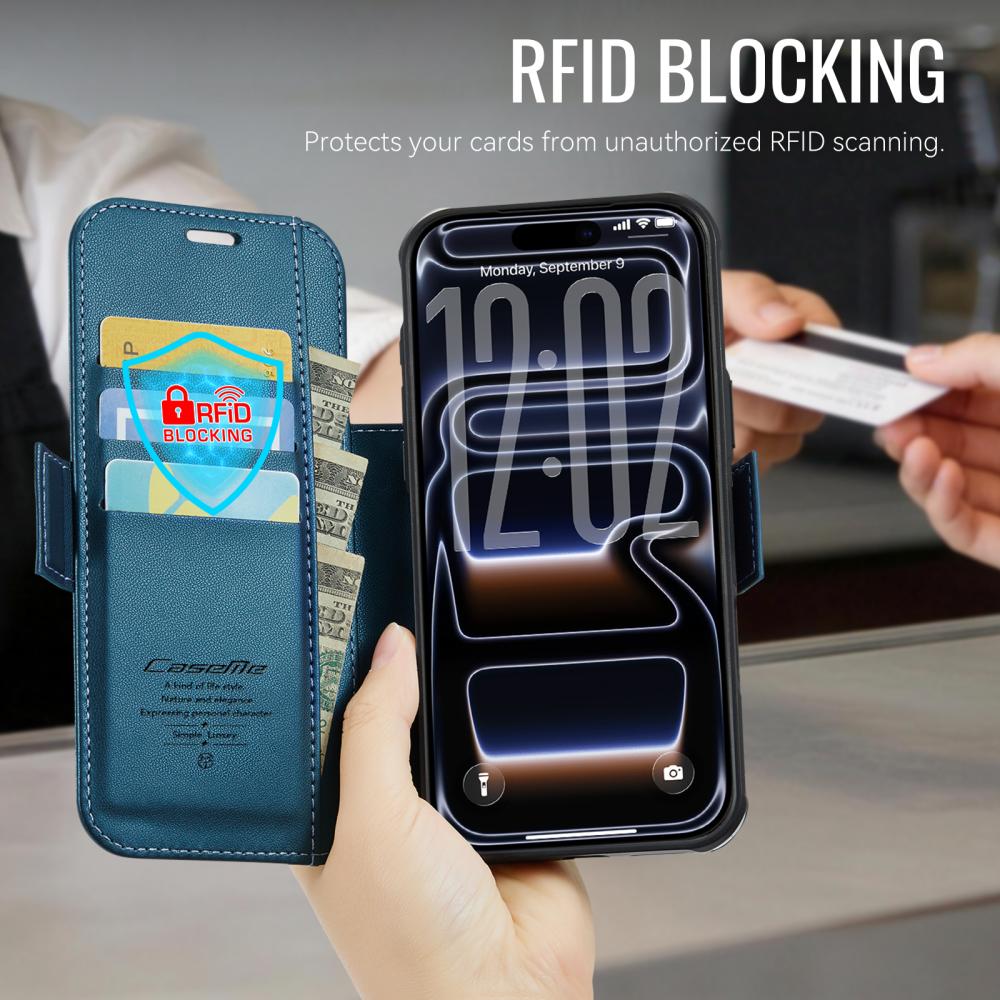 CASEME CASEME iPhone 17 Pro Skal RFID Plånbok Blå