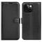  iPhone 15 Fodral Litchi Textur Svart