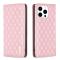 BINFEN BINFEN iPhone 15 Pro Fodral Diamond Flip Läder Rosa