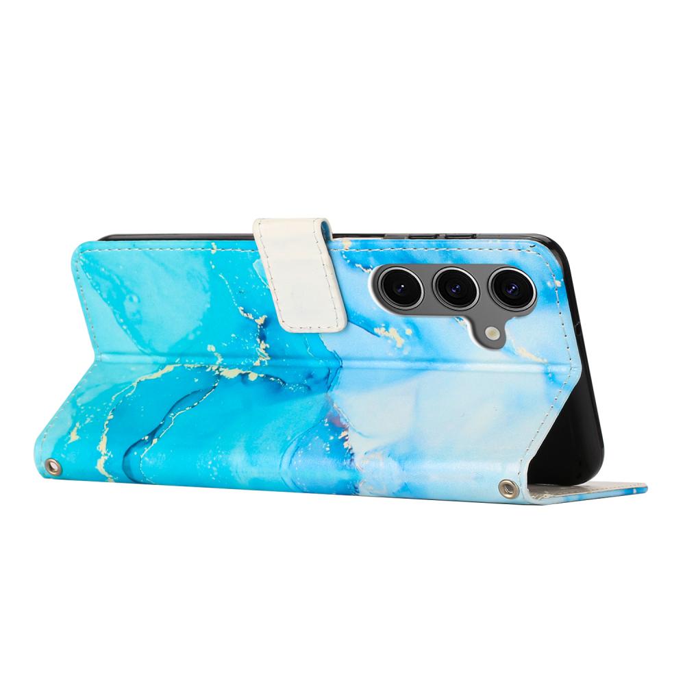  Samsung Galaxy A37 5G Fodral Läder Marmor Blå / Grön