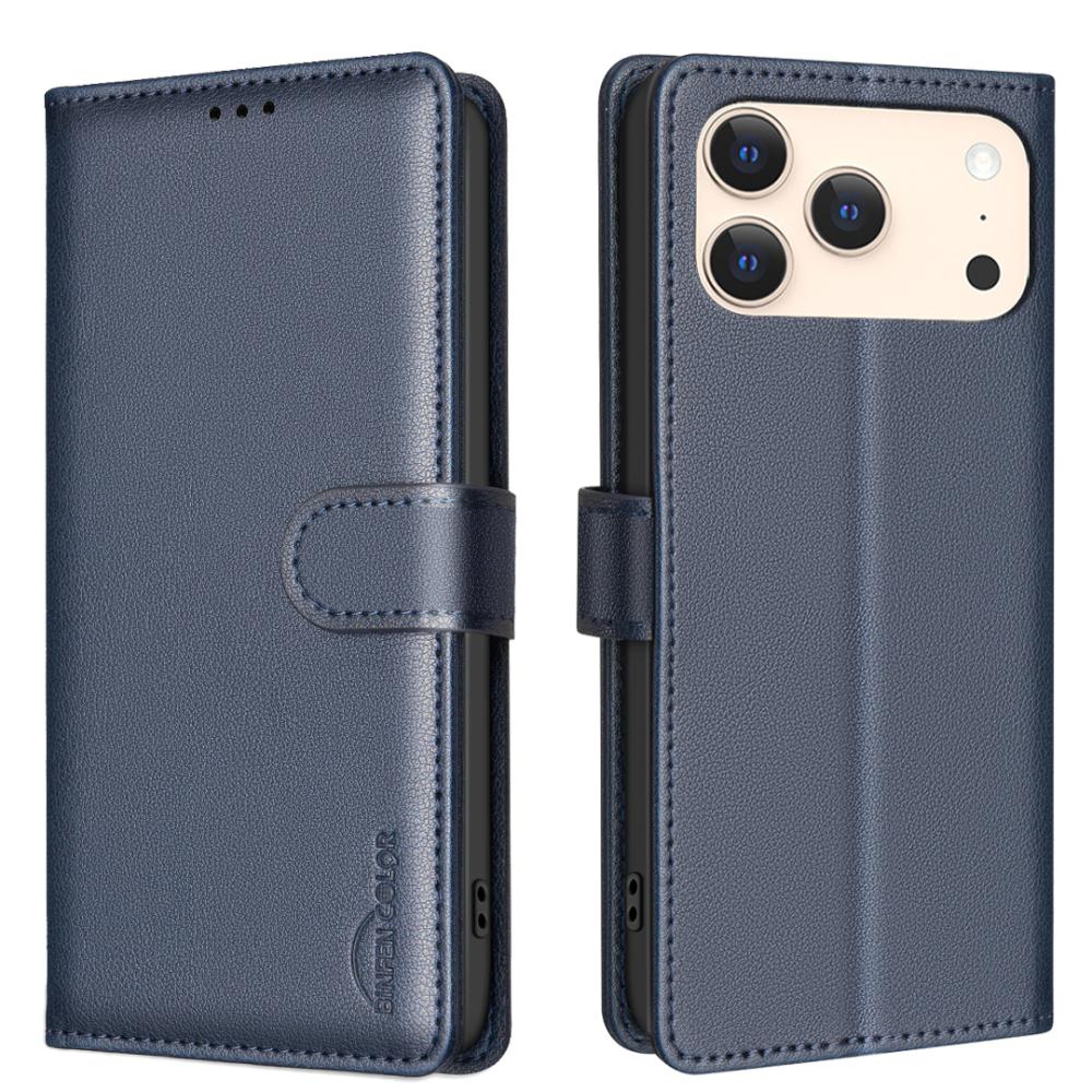 BINFEN BINFEN iPhone 17 Pro Max Fodral RFID Läder Blå