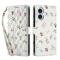  iPhone 16 Fodral Rhombus Läder Blommor Vit