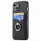 iPhone 15 Plus Skal Kolfiber Textur Ring Kortfack Svart
