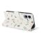  iPhone 16 Fodral Rhombus Läder Blommor Vit
