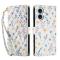  iPhone 16 Fodral Rhombus Läder Blommor Vit