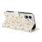  iPhone 16 Fodral Rhombus Läder Blommor Vit