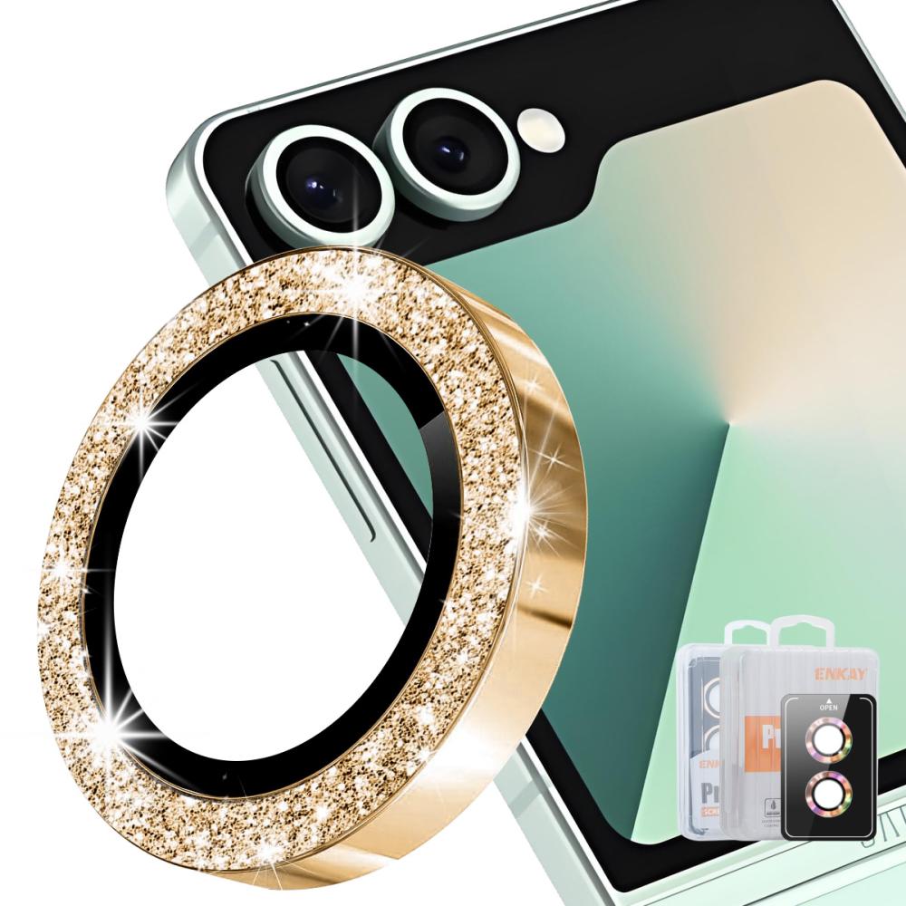ENKAY ENKAY Samsung Galaxy Z Flip 8 Linsskydd Glitter Guld