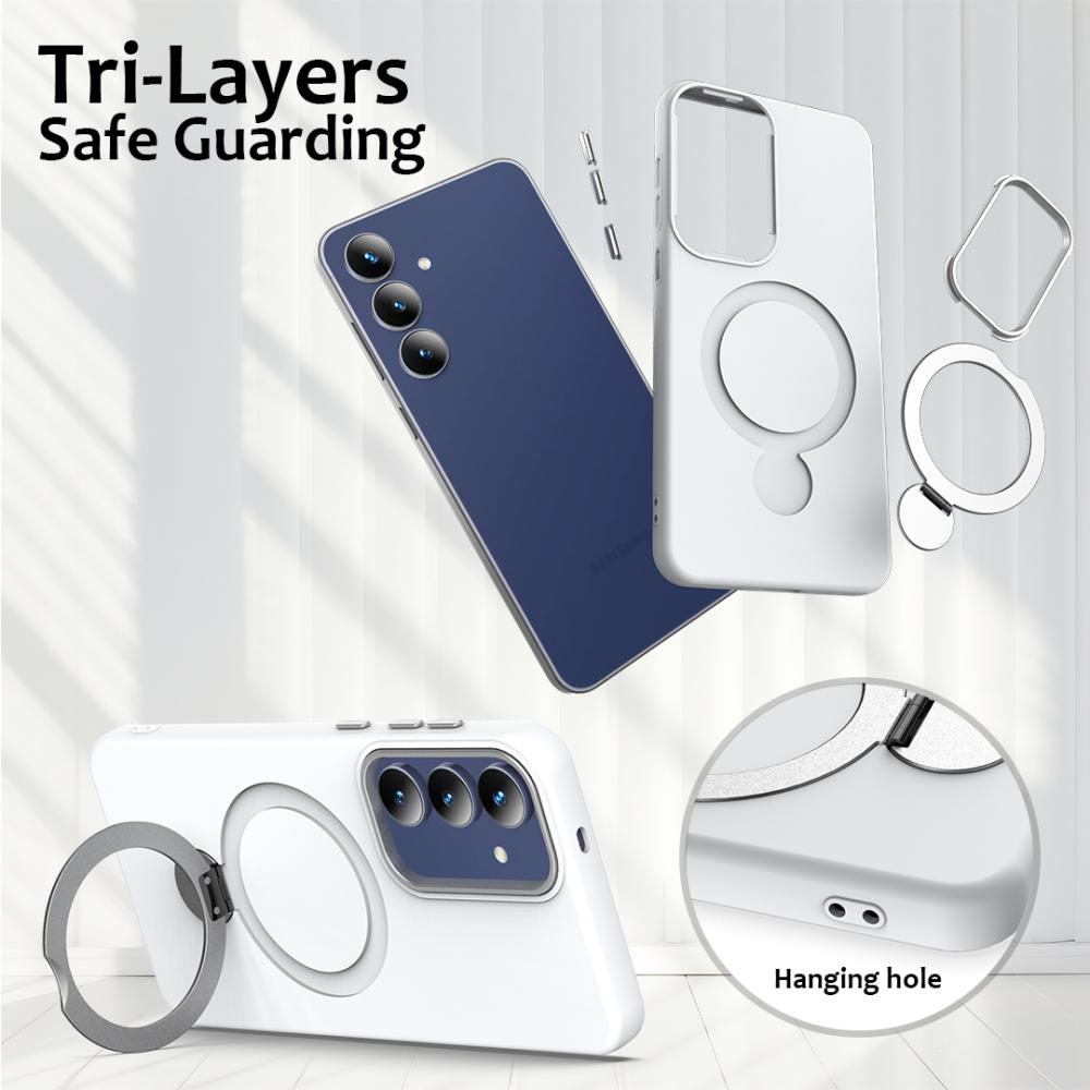  Samsung Galaxy S25 FE Skal MagSafe Kickstand Hybrid Vit