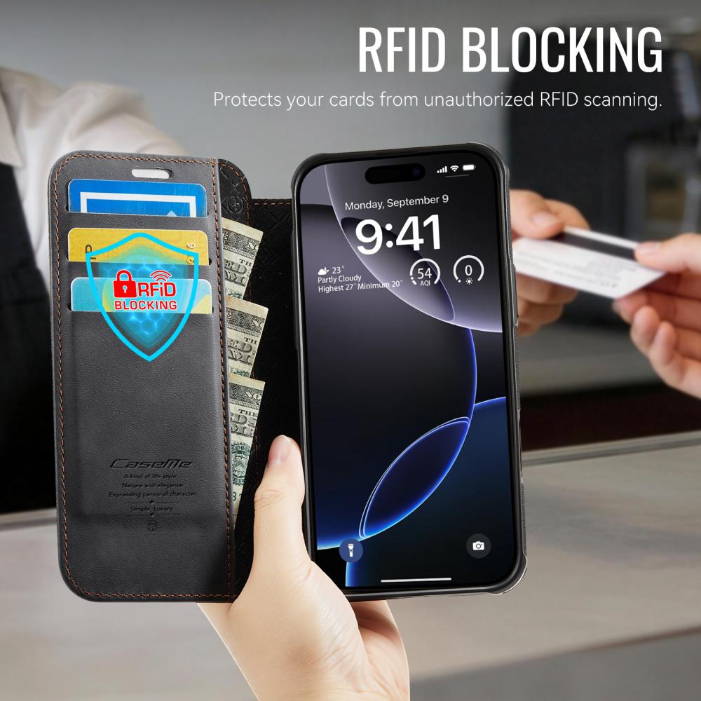 CASEME CASEME iPhone 16 Pro Max Skal RFID Plånbok Svart