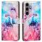  Samsung Galaxy A26/A17/A16 Fodral Läder Marmor Rosa / Lila