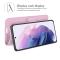  Samsung Galaxy S22 Plus Fodral Litchi Textur Ljus Rosa