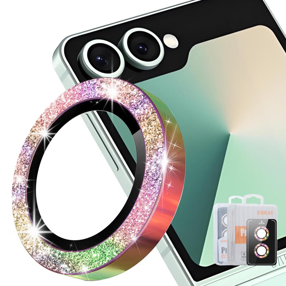 ENKAY ENKAY Samsung Galaxy Z Flip 8 Linsskydd Glitter Flerfärgad