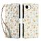  iPhone 17e / 16e Fodral Rhombus Läder Blommor Vit