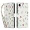  iPhone 17e / 16e Fodral Rhombus Läder Blommor Vit