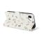  iPhone 17e / 16e Fodral Rhombus Läder Blommor Vit